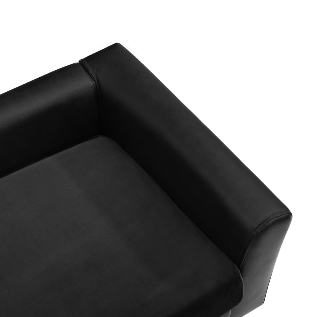 vidaXL Sofá para perros felpa y cuero sintético negro 60x43x30 cm