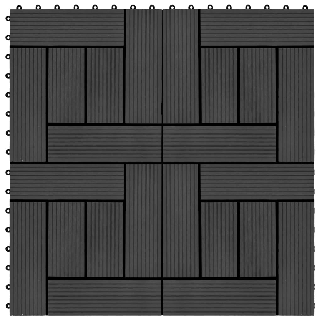 vidaXL Baldosas de porche de WPC 30x30 cm 1 m² negro 11 unidades