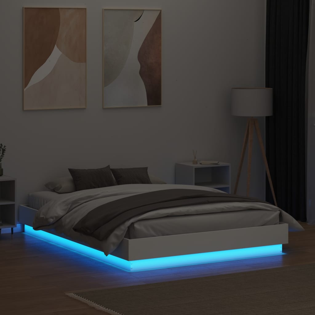 vidaXL Estructura de cama con luces LED blanco 120x190 cm