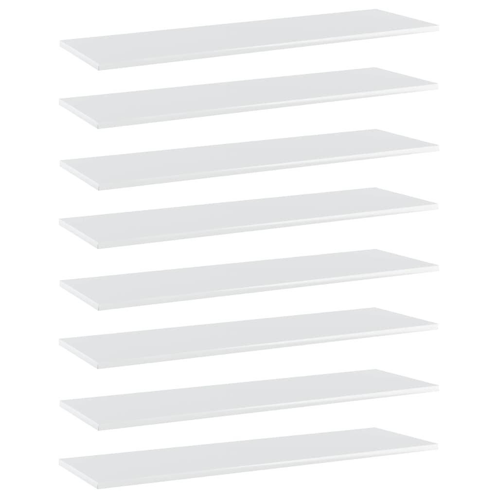 vidaXL Estante para estantería 8 uds madera blanco brillo 100x30x1,5cm