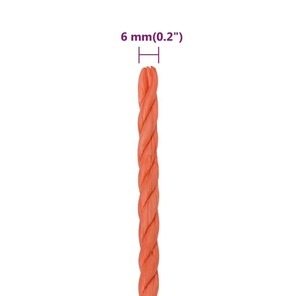 vidaXL Cuerda de trabajo polipropileno naranja 6 mm 25 m