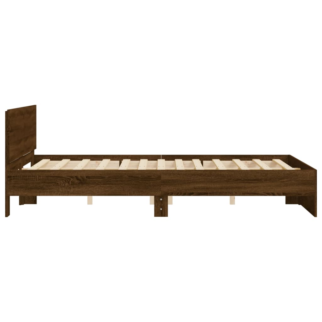 vidaXL Estructura de cama con cabecero marrón roble 140x200 cm