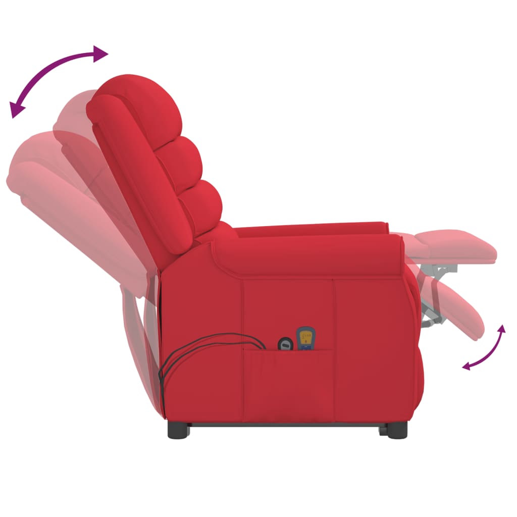 vidaXL Sillón reclinable de masaje elevable cuero sintético rojo