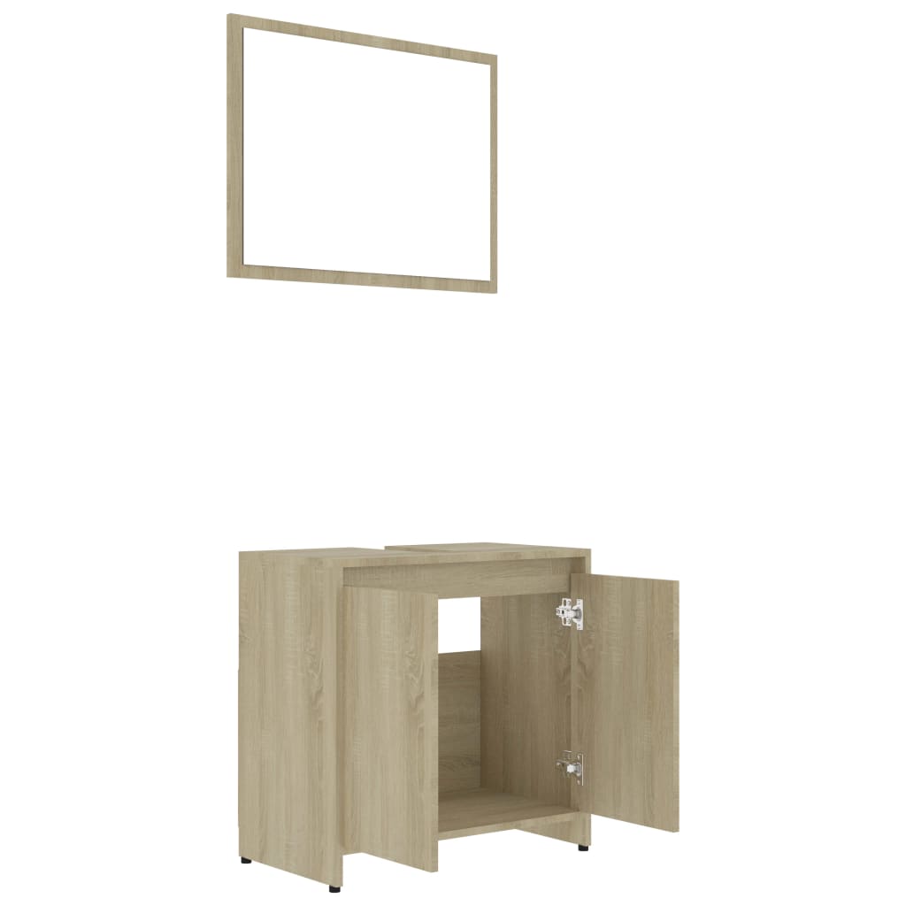 vidaXL Conjunto de muebles de baño contrachapada color roble Sonoma