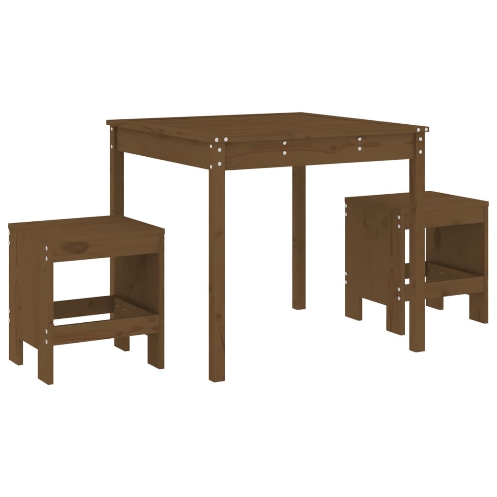 vidaXL Mesa y sillas de jardín 3 pzas madera maciza pino marrón miel