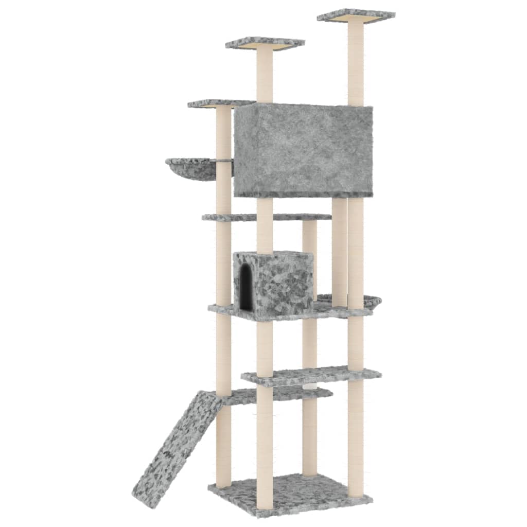 vidaXL Rascador para gatos con postes de sisal gris claro 191 cm