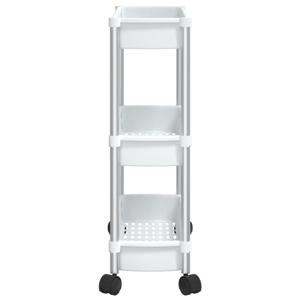 vidaXL Carrito de almacenaje de 3 alturas aluminio plateado y blanco