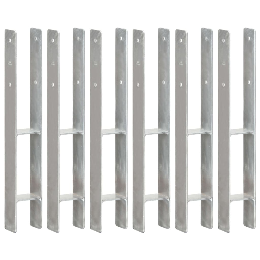 vidaXL Anclajes de valla 6 uds acero galvanizado plateado 8x6x60 cm