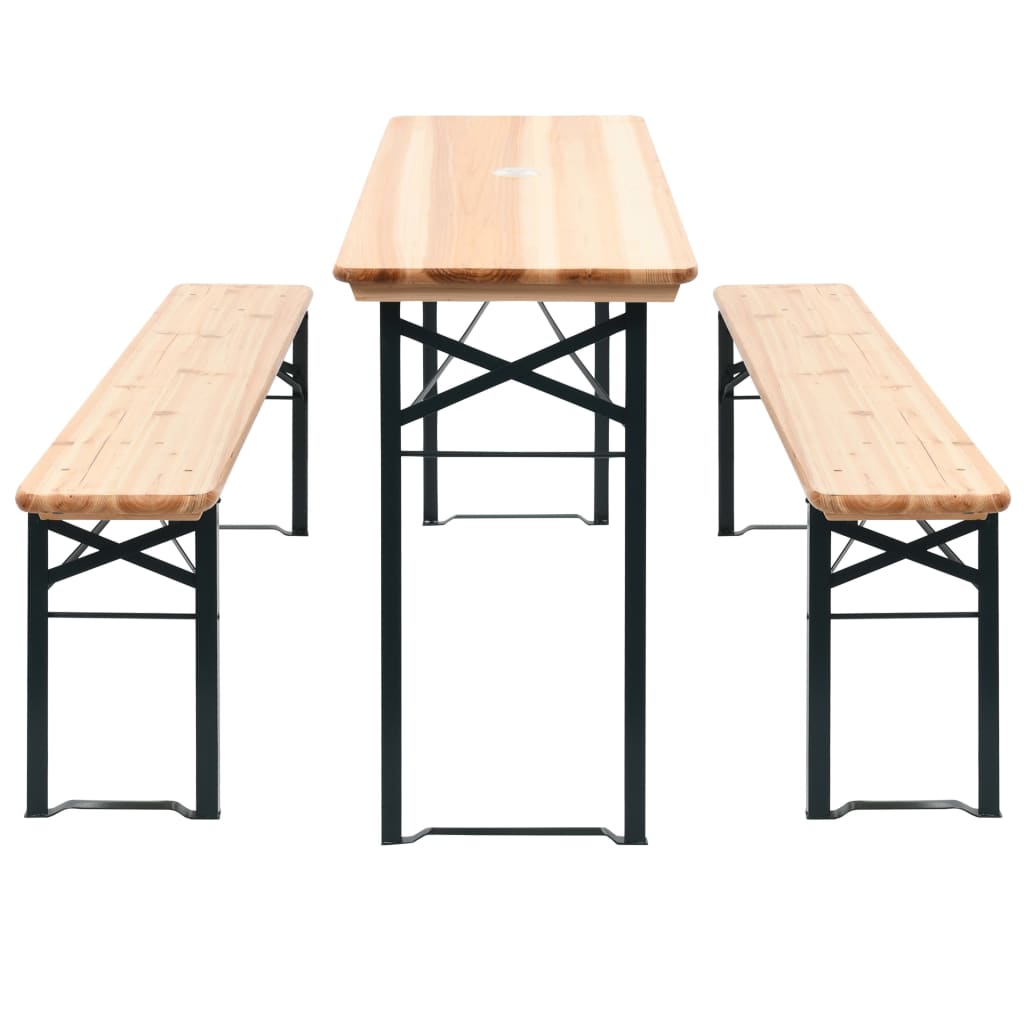 vidaXL Mesa de jardín plegable con 2 bancos madera de pino 177 cm