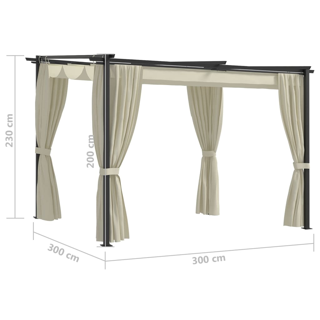 vidaXL Cenador con cortinas acero color crema 3x3 m