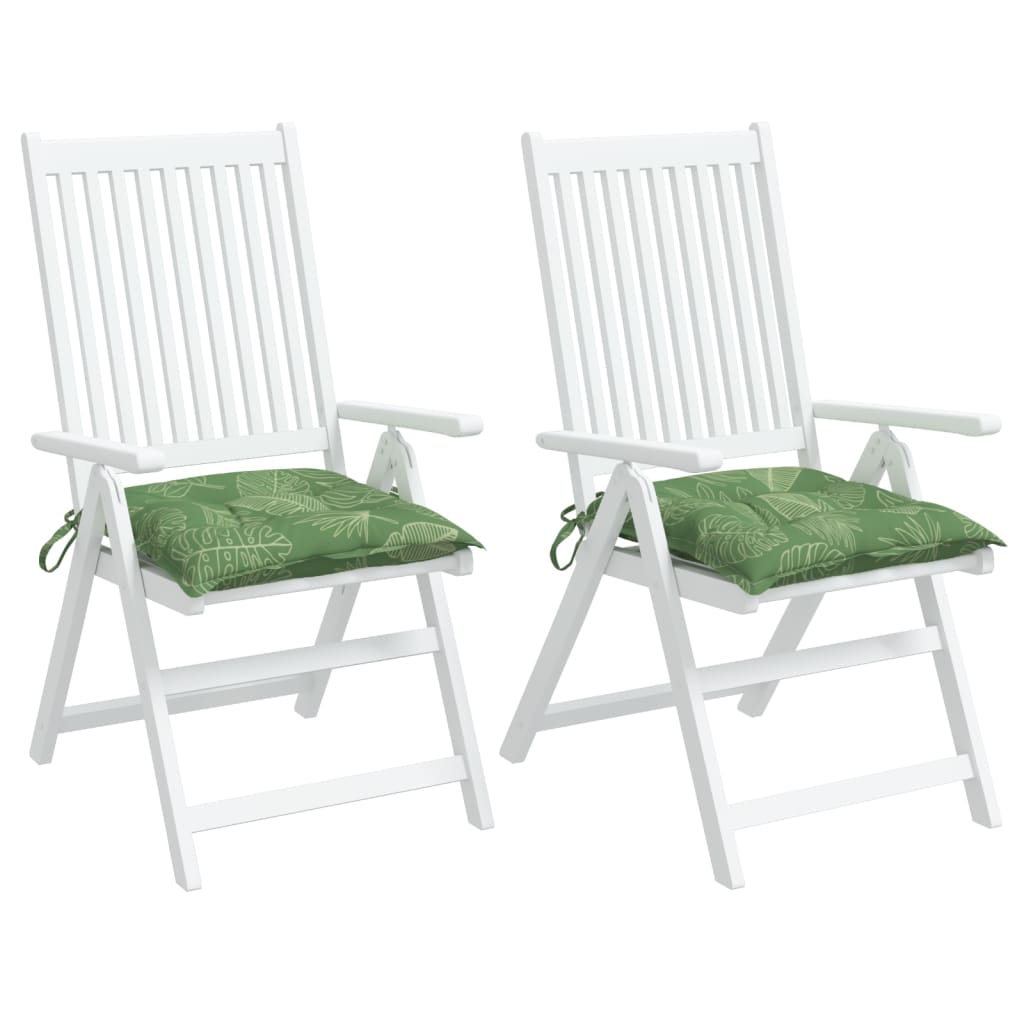 vidaXL Cojines para silla 2 uds tela estampado de hojas 40x40x7 cm