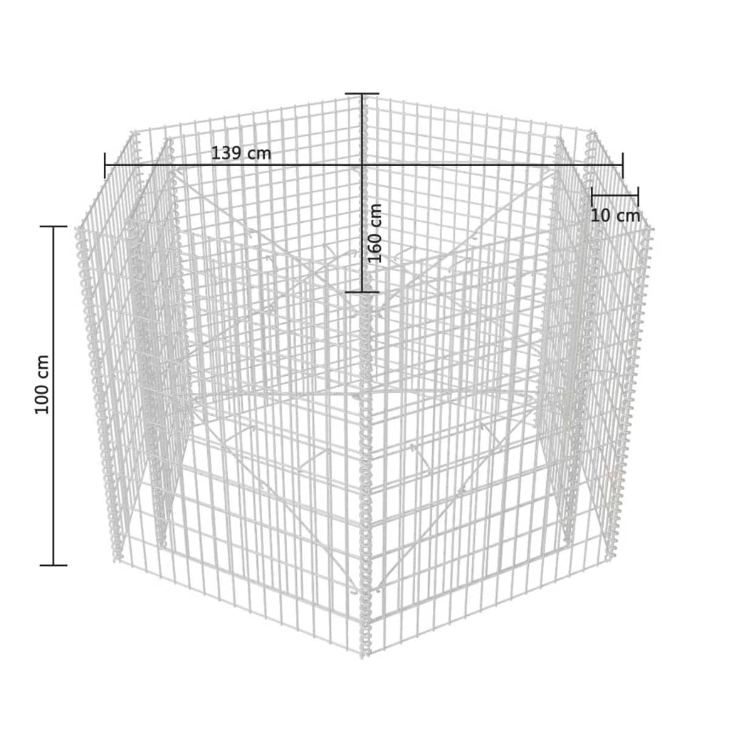vidaXL Arriate hexagonal de gaviones 160x140x100 cm