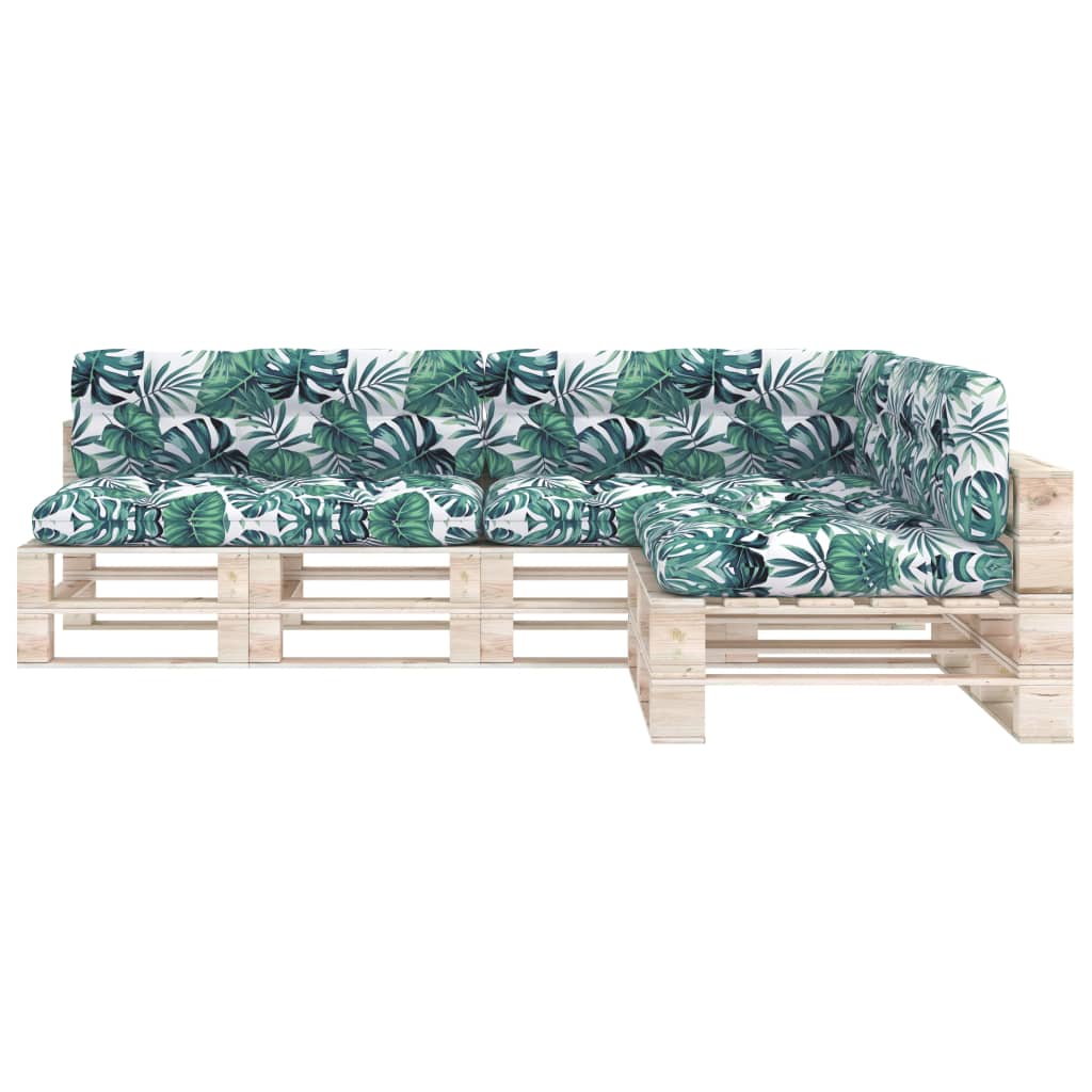 vidaXL Cojines para sofá de palés 7 piezas estampado de hojas