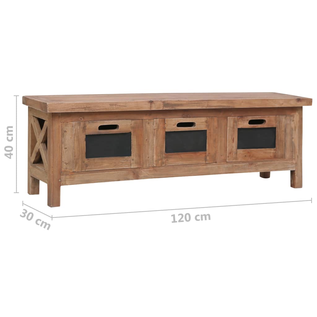 vidaXL Mueble de TV con 3 cajones madera maciza de caoba 120x30x40 cm