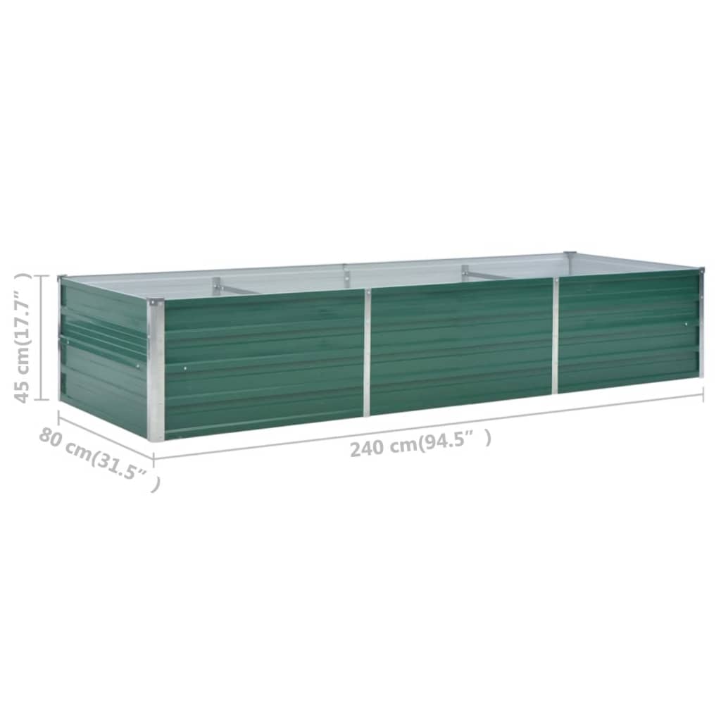 vidaXL Arriate de jardín de acero galvanizado verde 240x80x45 cm