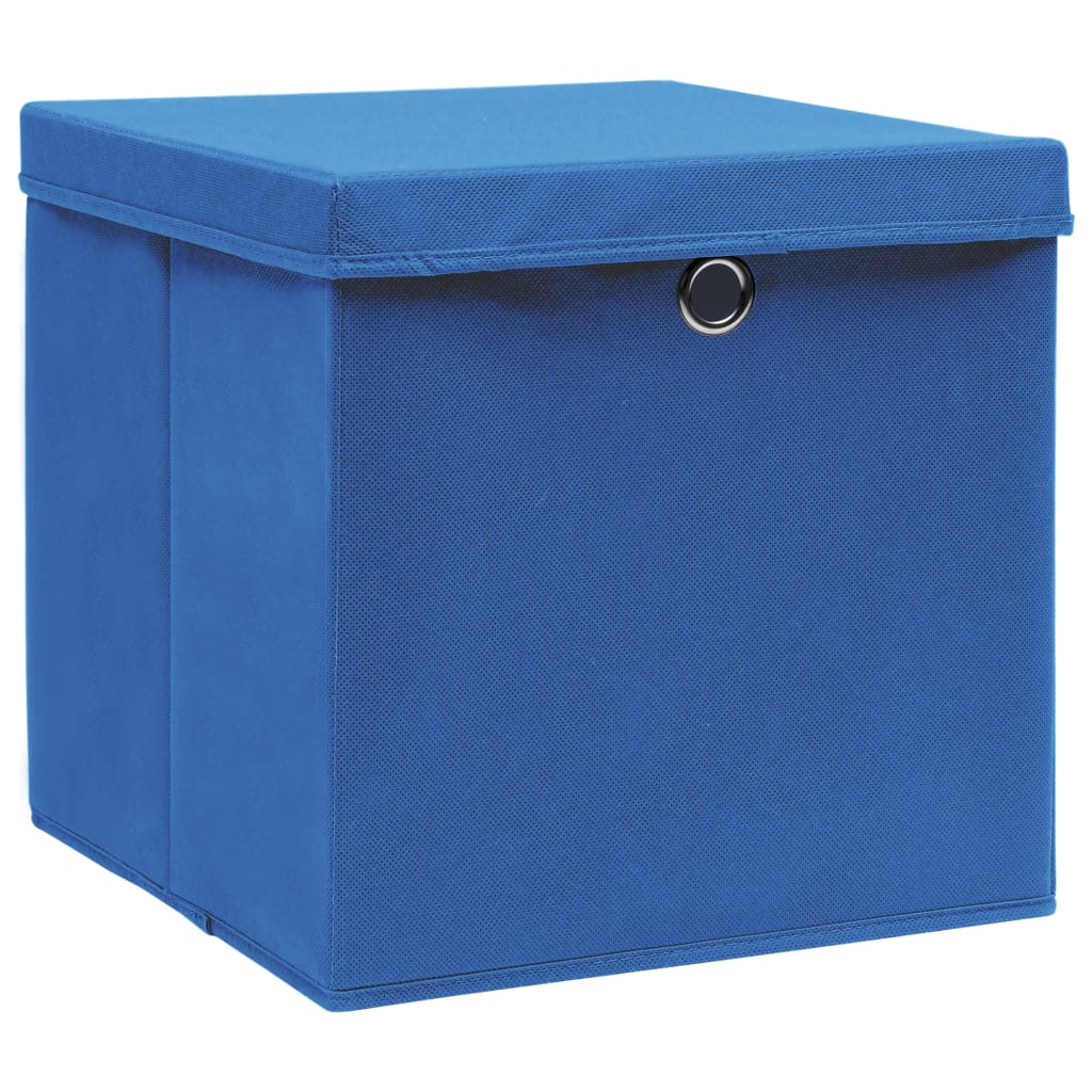vidaXL Cajas de almacenaje con tapas 10 uds tela azul 32x32x32 cm