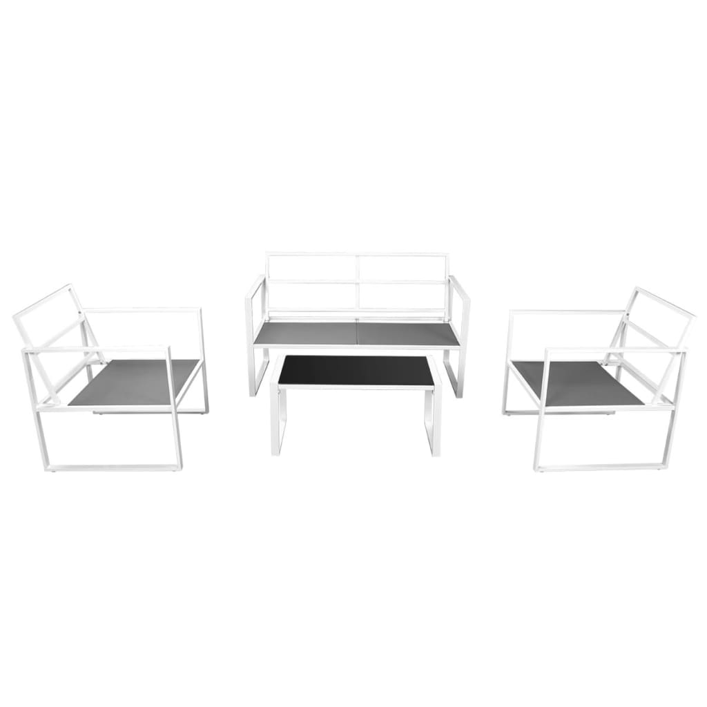 vidaXL Set de muebles de jardín 4 piezas y cojines acero blanco