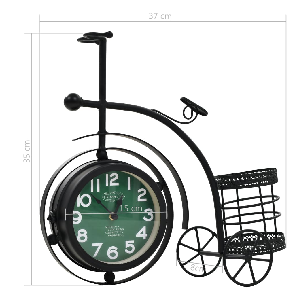 vidaXL Reloj de pared doble cara con forma de triciclo vintage
