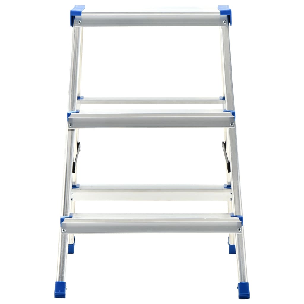 vidaXL Escalera de aluminio doble cara 3 peldaños 67 cm