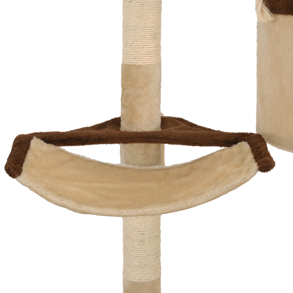 vidaXL Rascador de gato de pared postes de sisal 194 cm beige y marrón