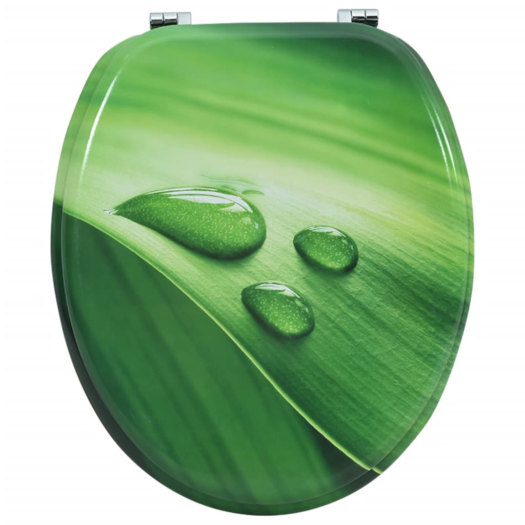 vidaXL Asiento de inodoro con tapa MDF verde diseño gota de agua