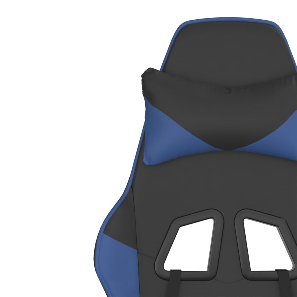 vidaXL Silla gaming con reposapiés cuero sintético negro azul