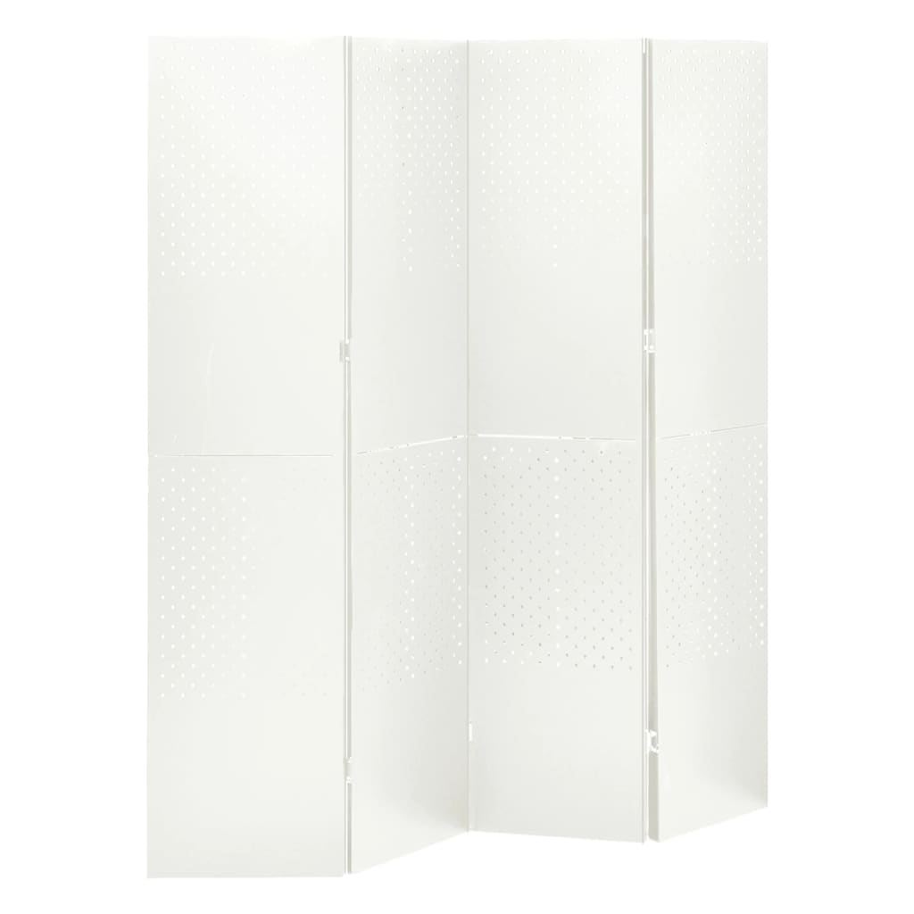 vidaXL Biombos divisores de 4 paneles 2 uds blanco acero 160x180 cm