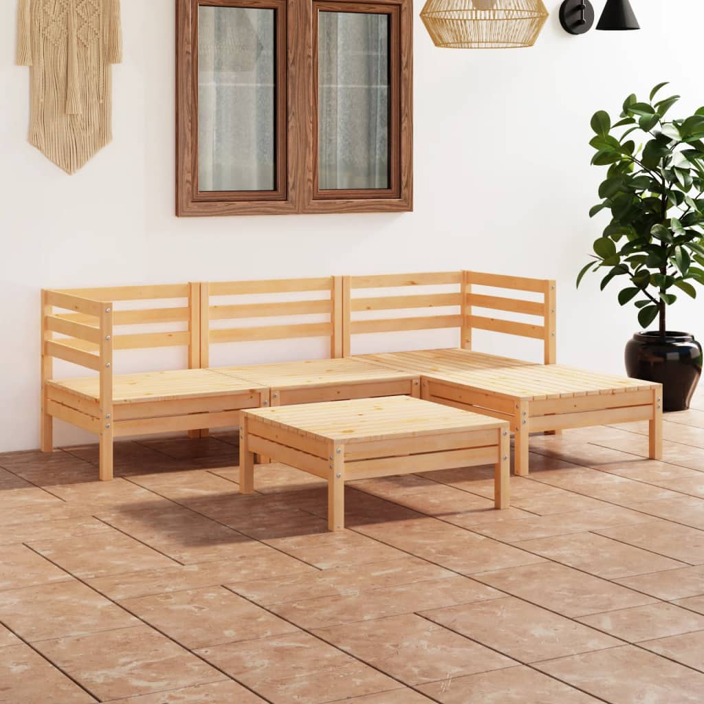 vidaXL Juego de muebles de jardín 5 piezas madera maciza pino