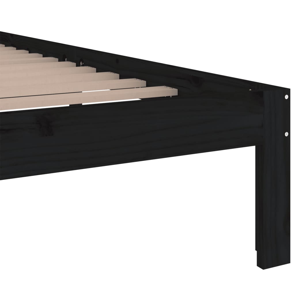 vidaXL Estructura de cama madera maciza negra King Size 150x200 cm