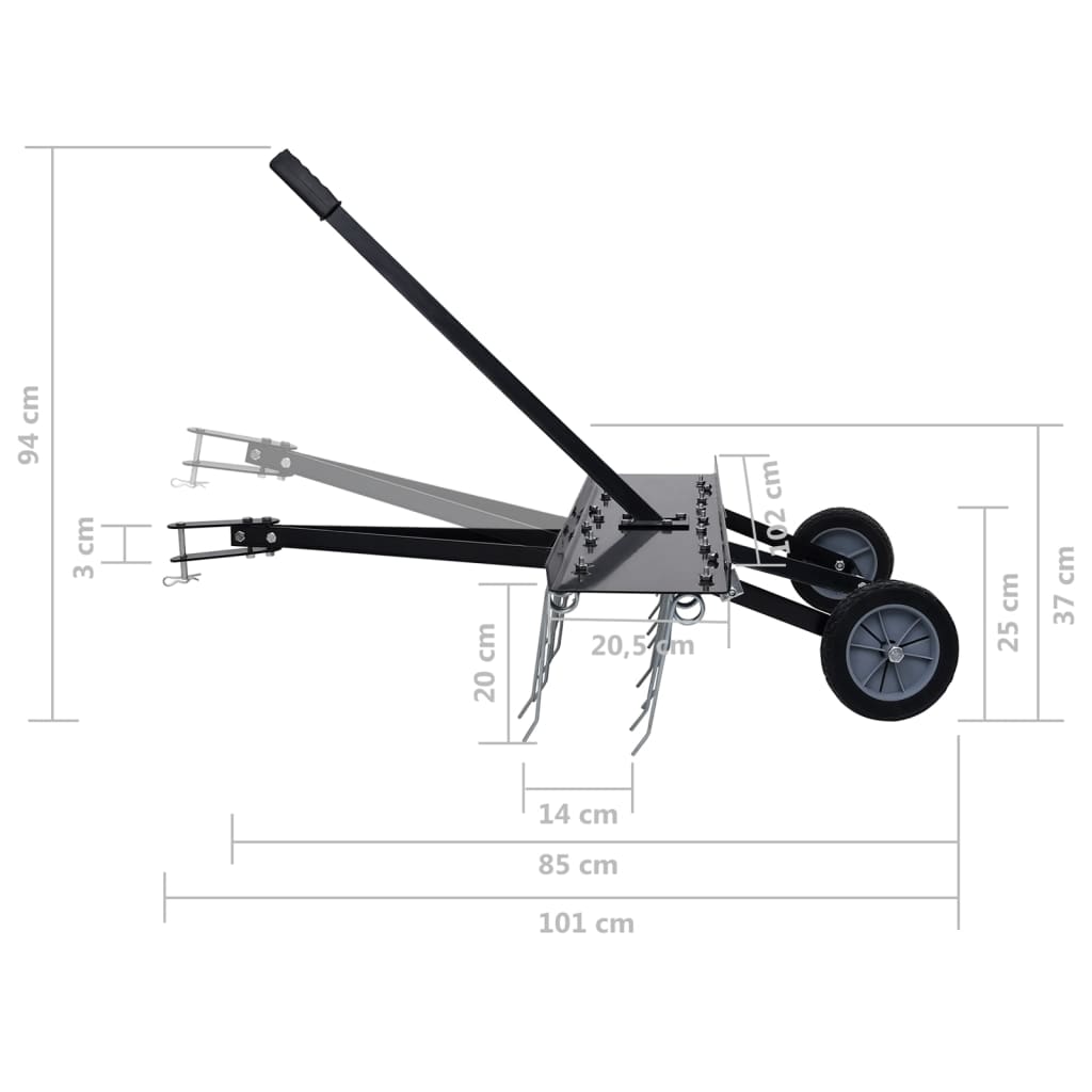 vidaXL Escarificador para cortacésped ride-on 100 cm