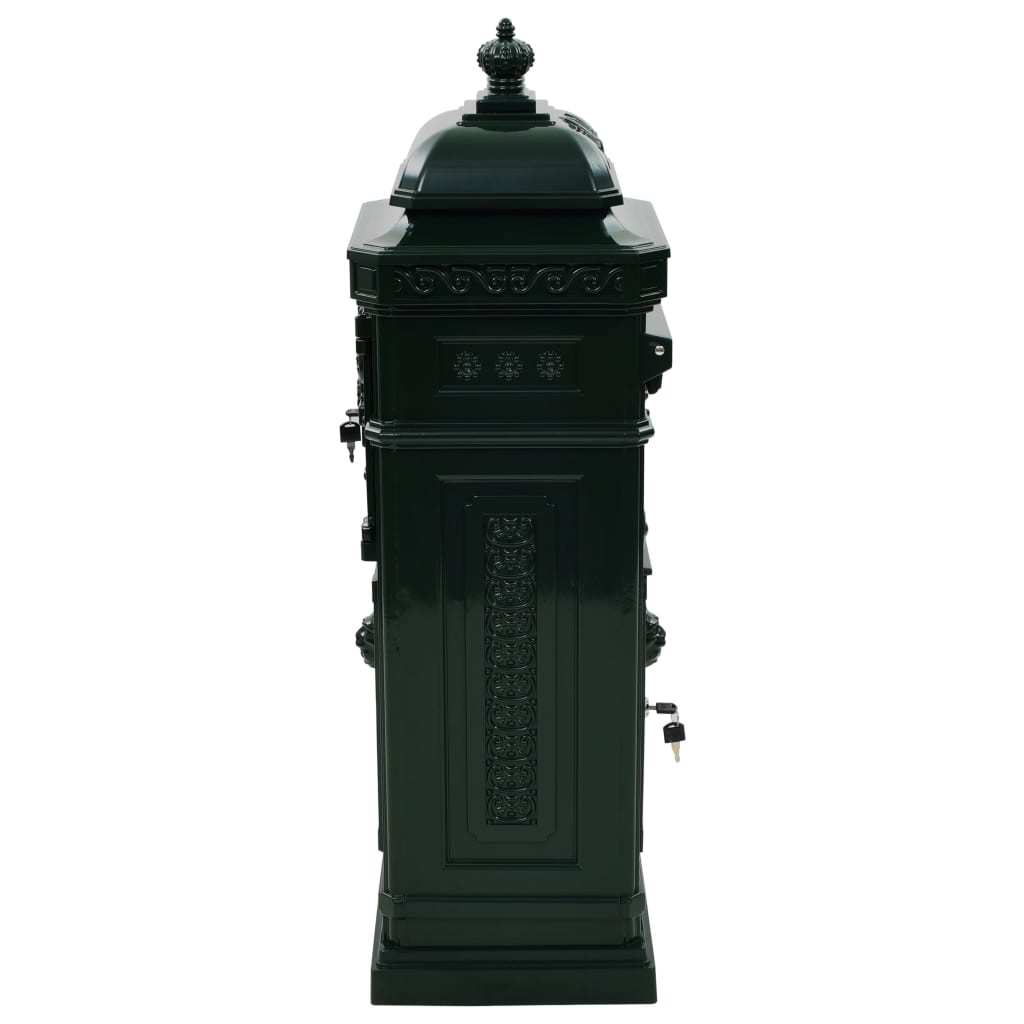 vidaXL Buzón de columna de aluminio estilo vintage inoxidable verde