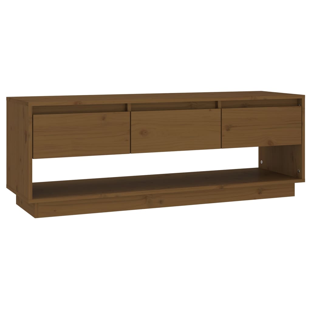 vidaXL Mueble de TV madera maciza de pino marrón miel 110,5x34x40 cm