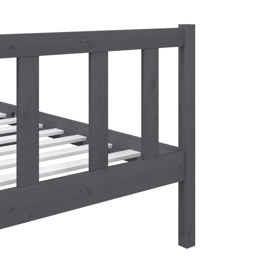 vidaXL Estructura cama individual pequeña madera maciza gris 75x190 cm