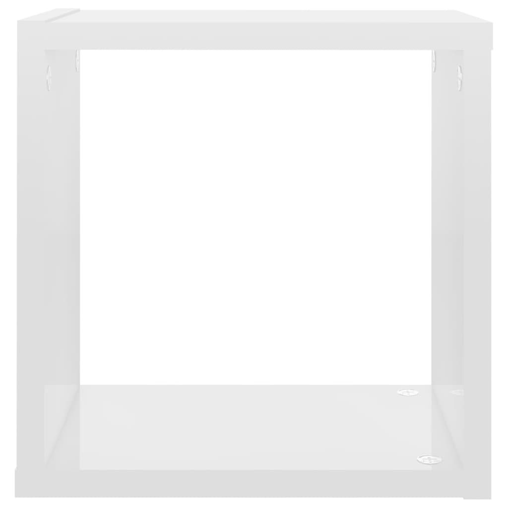 vidaXL Estantes cubo de pared 2 unidades blanco brillo 26x15x26 cm