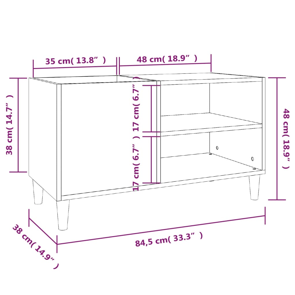 vidaXL Mueble para discos madera contrachapada negro 84,5x38x48 cm