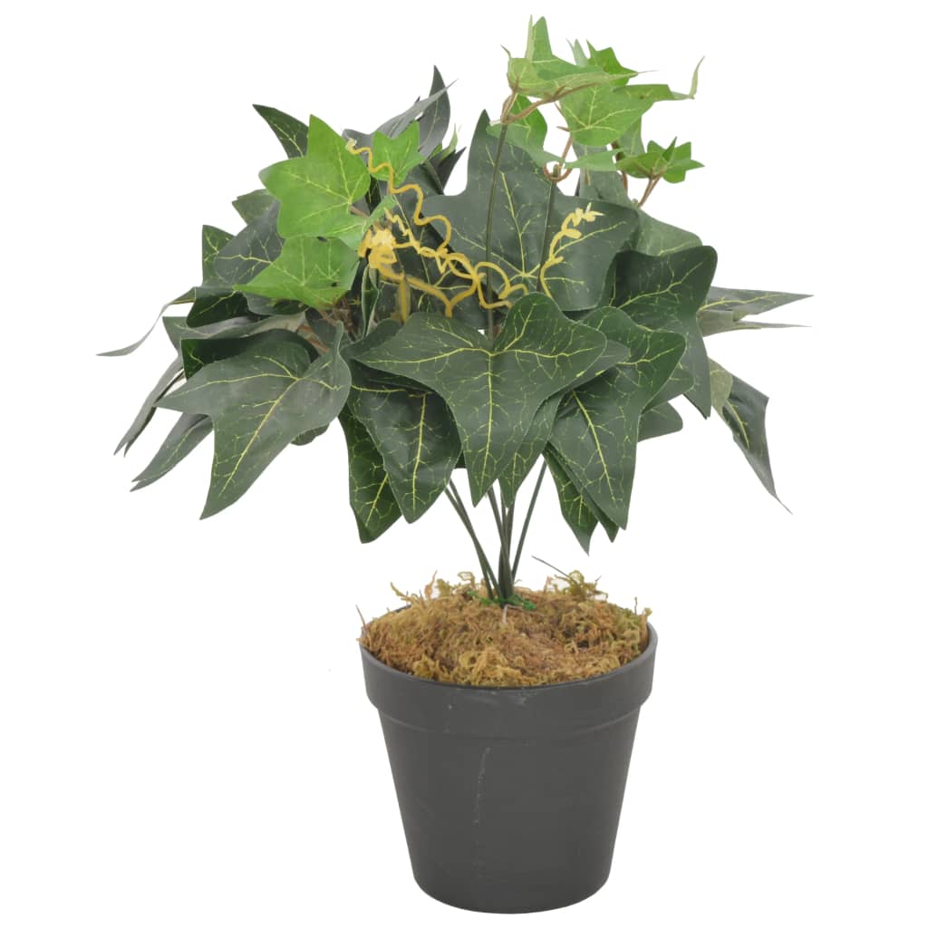 vidaXL Planta artificial hojas yedra con macetero verde 45 cm