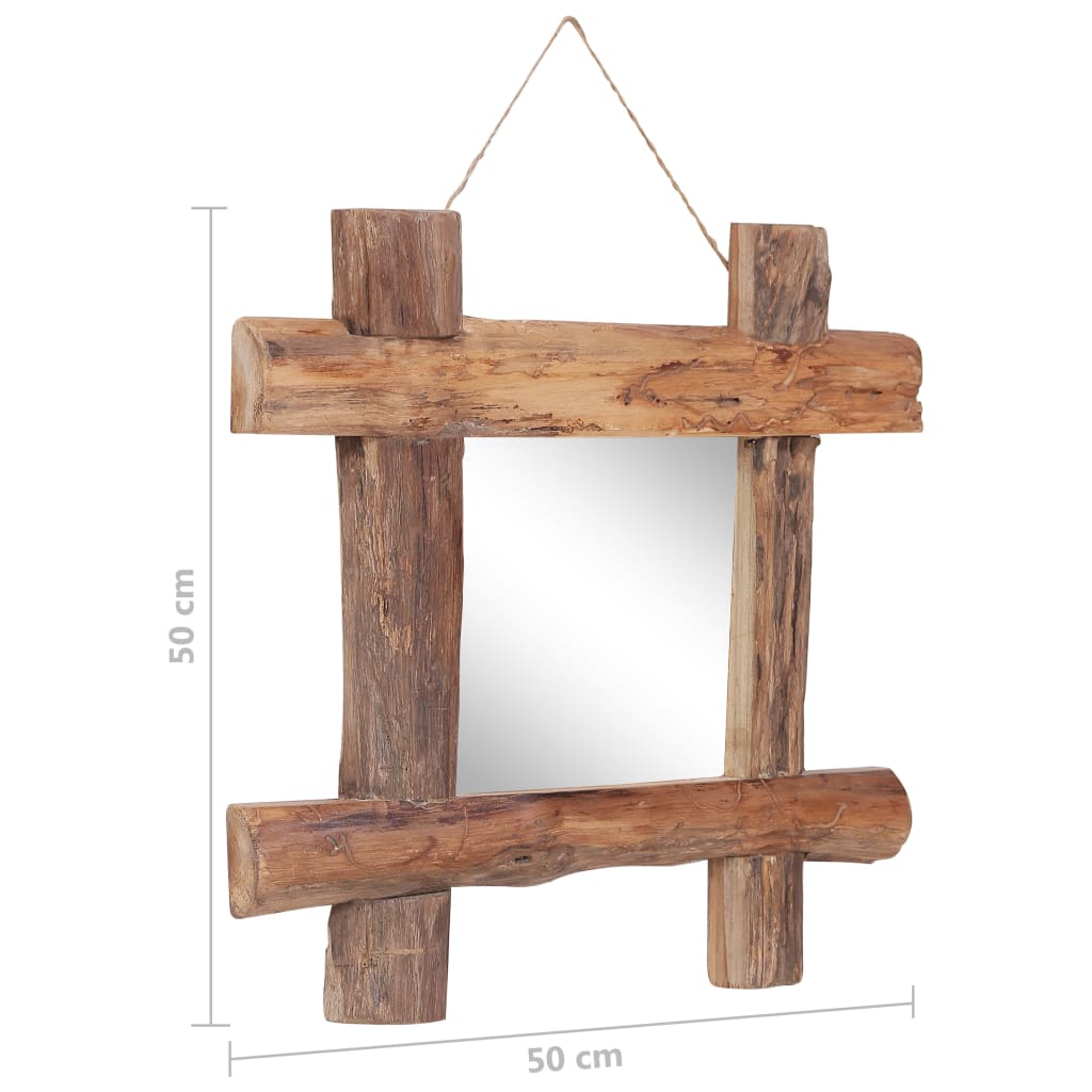vidaXL Espejo de troncos de madera maciza reciclada natural 50x50 cm