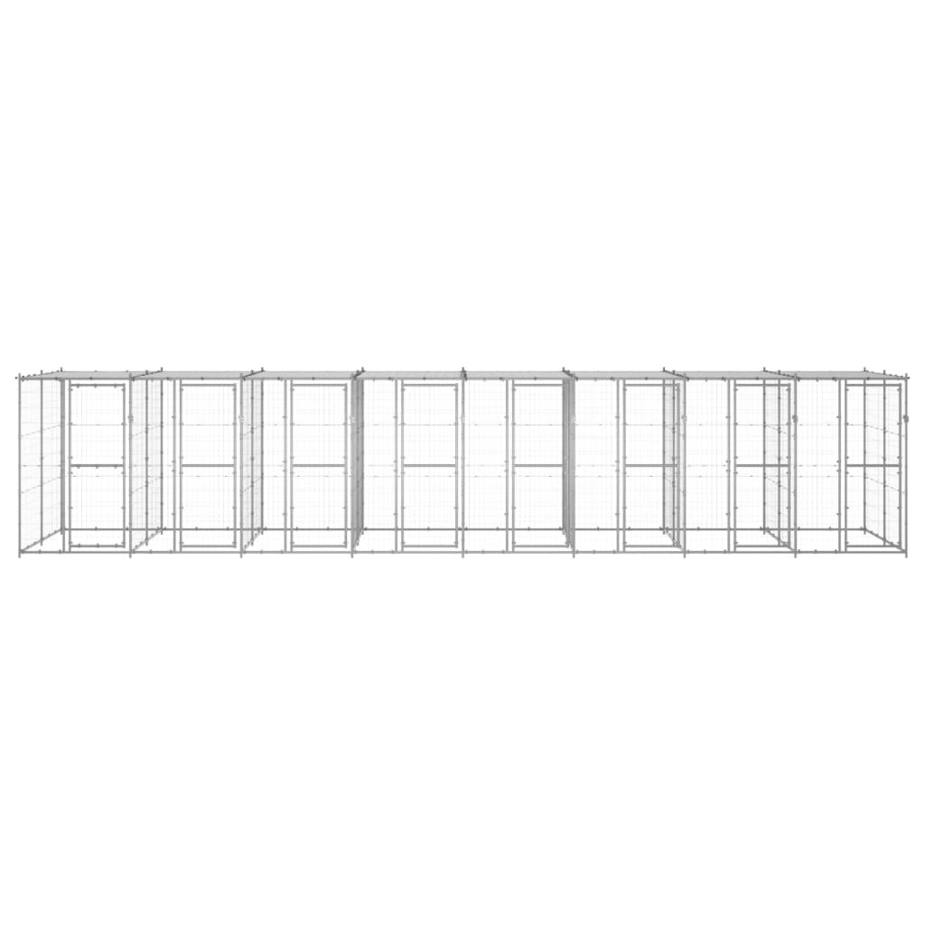 vidaXL Perrera de exterior de acero galvanizado con techo 19,36 m²