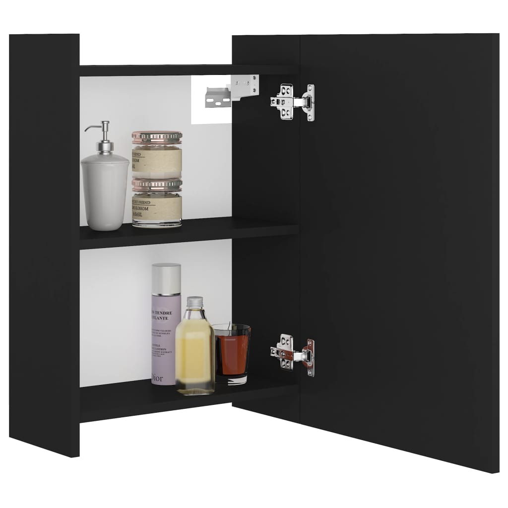 vidaXL Armario de espejo de baño contrachapada negro 62,5x20,5x64 cm