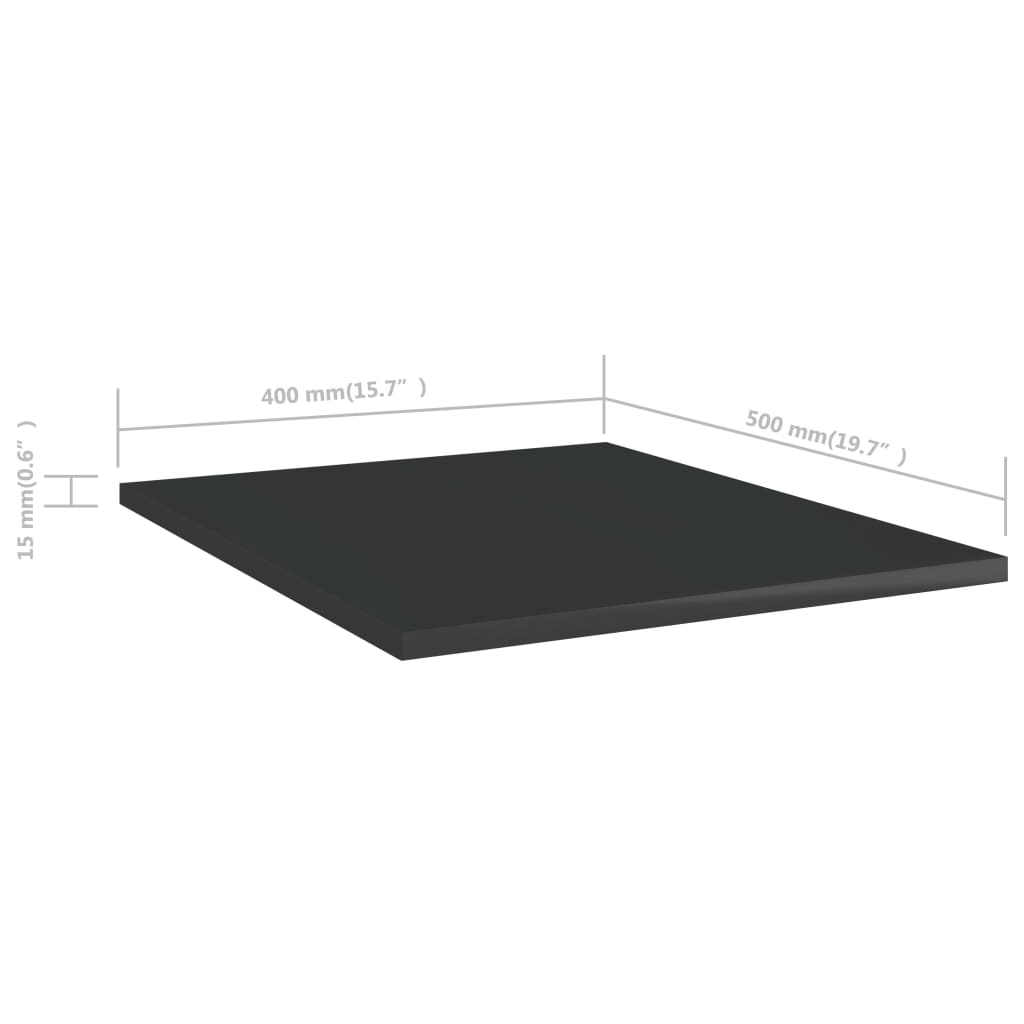 vidaXL Estante estantería 4 uds contrachapada negro brillo 40x50x1,5cm