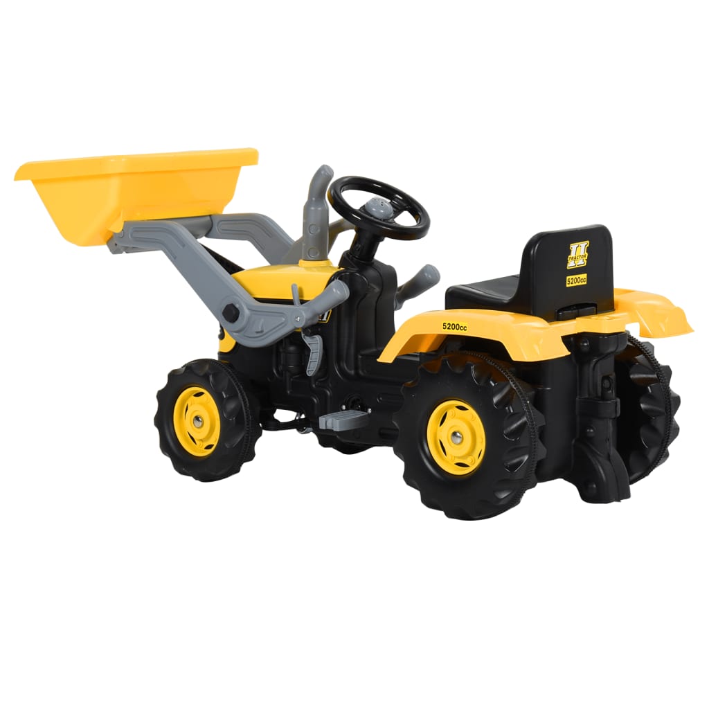 vidaXL Tractor de pedales con excavadora para niños amarillo y negro