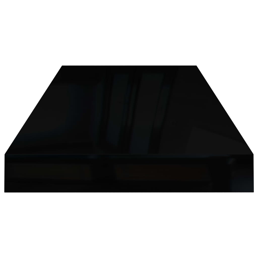 vidaXL Estante flotante de pared 2 uds MDF negro brillo 60x23,5x3,8 cm