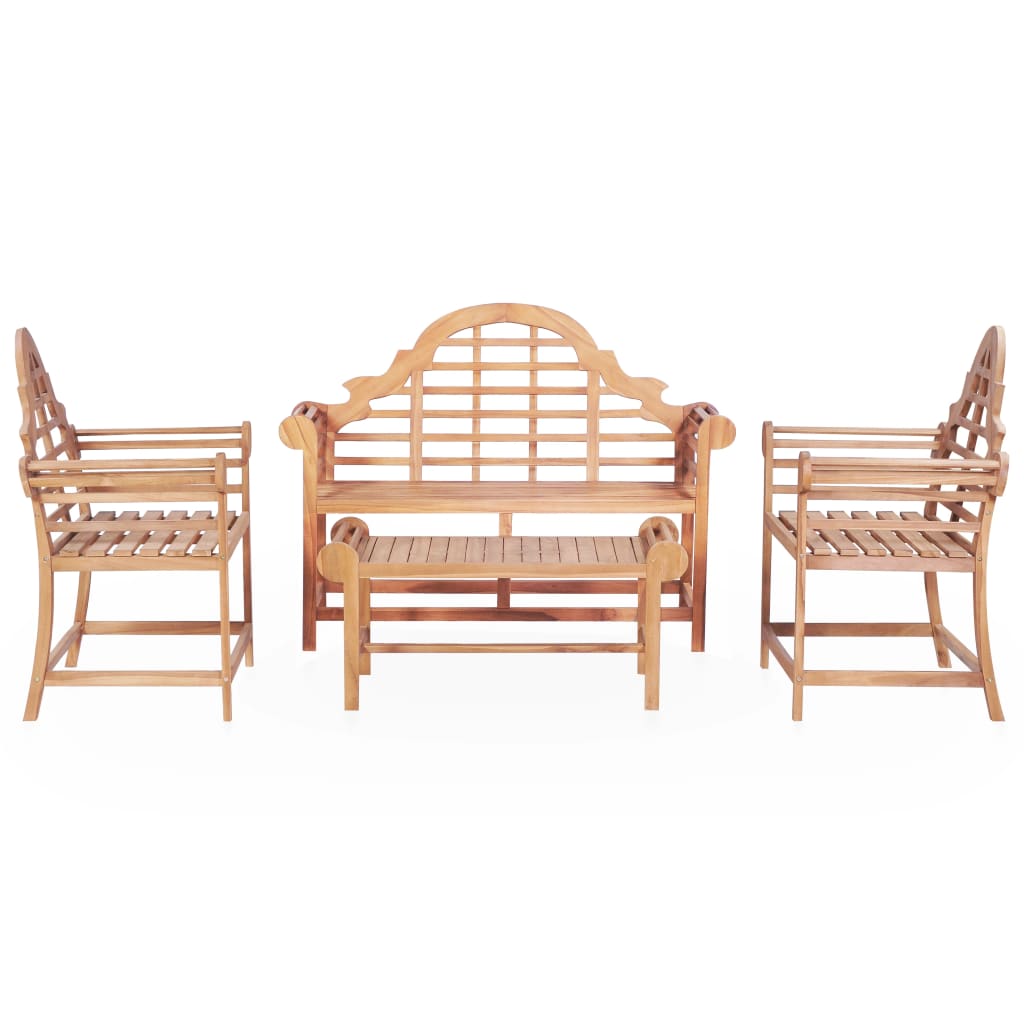 vidaXL Set de sofás de jardín 4 piezas de madera maciza de teca