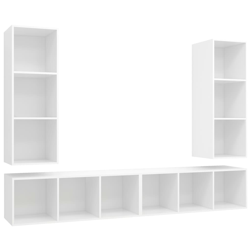 vidaXL Muebles de salón de pared 4 piezas madera de ingeniería blanco