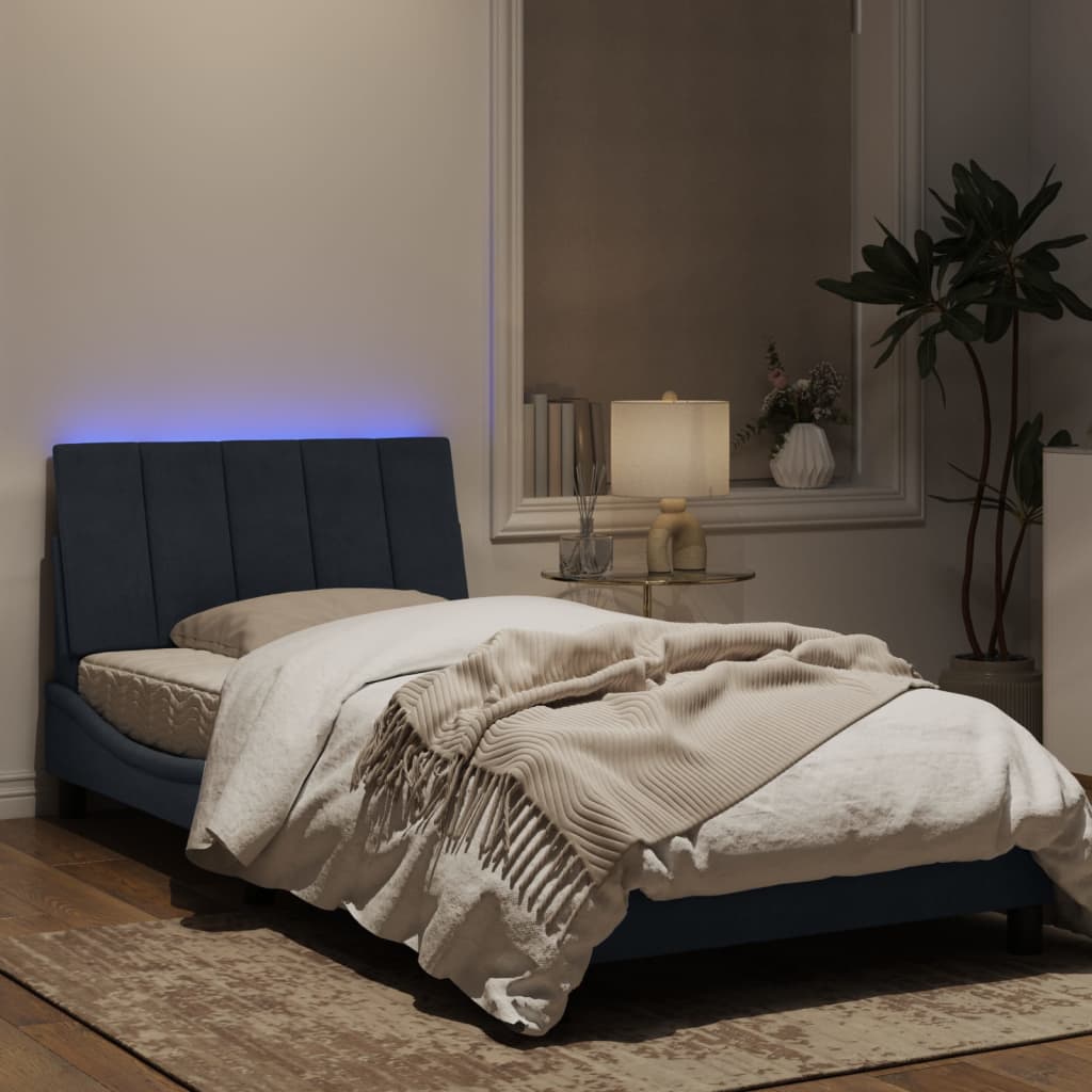 vidaXL Estructura cama con luces LED terciopelo gris oscuro 100x200 cm