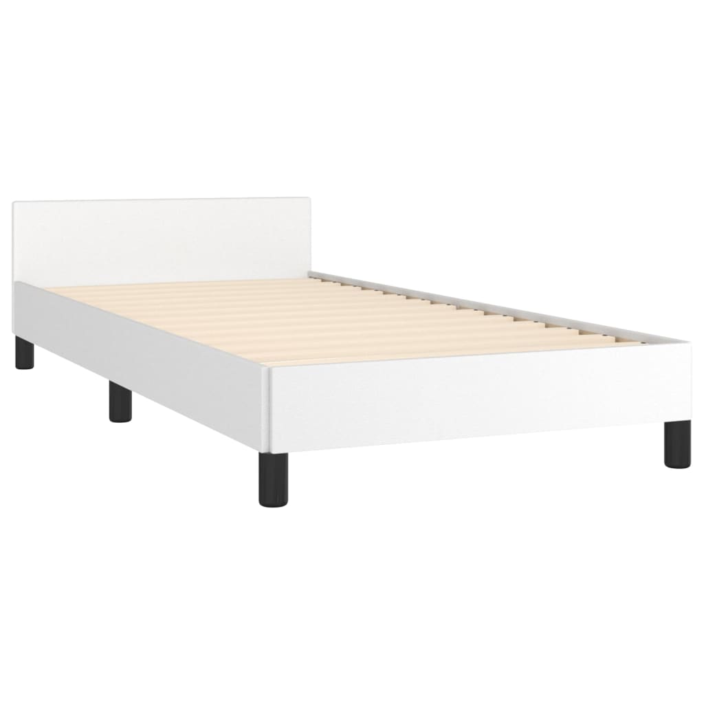 vidaXL Estructura de cama con cabecero cuero sintético blanco 90x200cm
