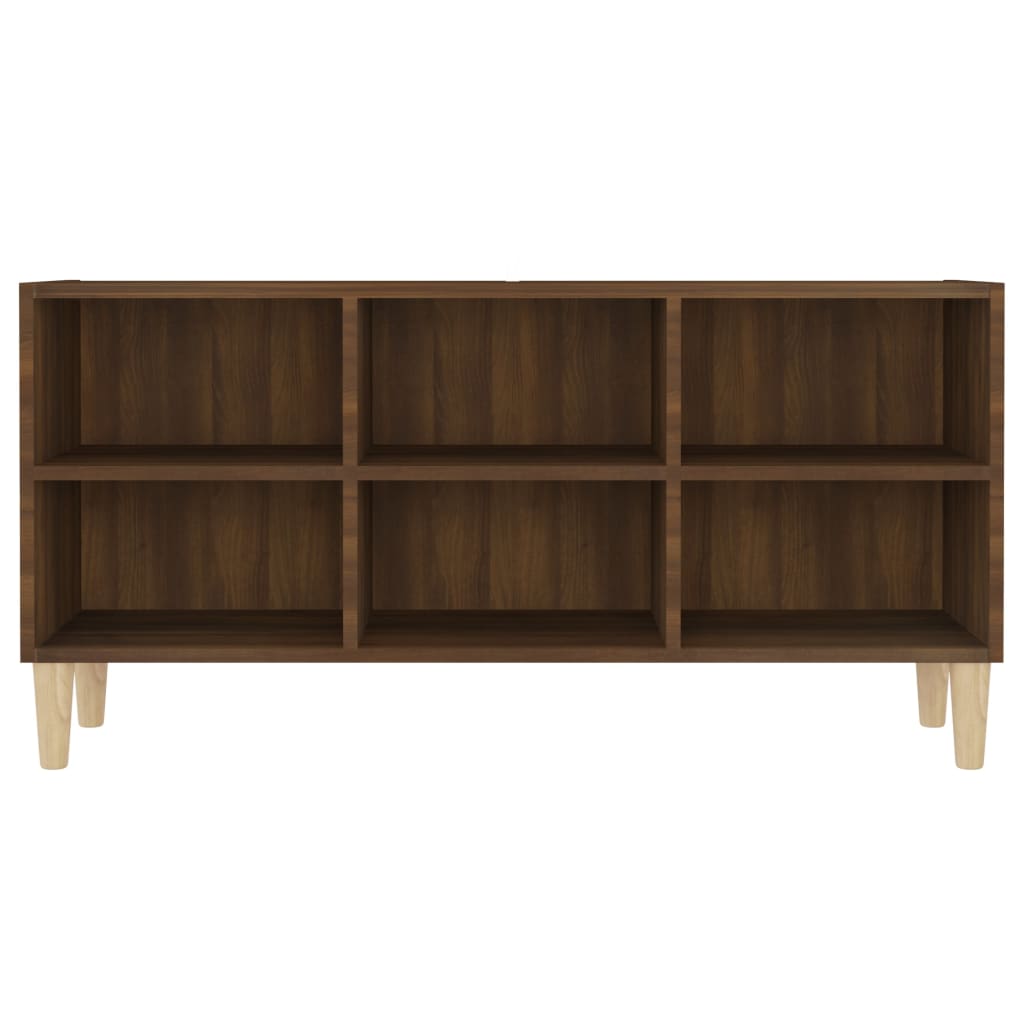 vidaXL Mueble de TV patas madera maciza roble marrón 103,5x30x50 cm