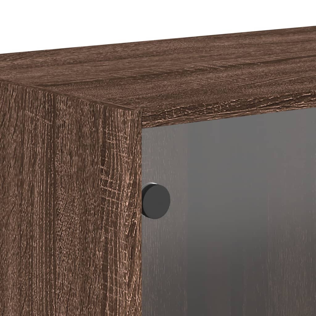 vidaXL Mueble de pared puertas de vidrio marrón roble 68,5x37x35 cm