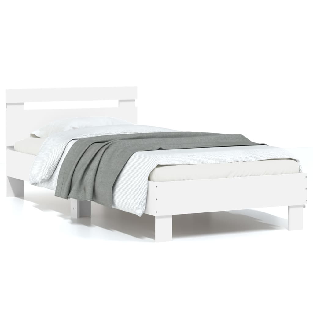vidaXL Estructura de cama con cabecero y luces LED blanco 75x190 cm