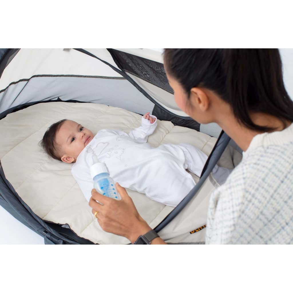 DERYAN Cuna de viaje desplegable Baby Luxe con mosquitera crema